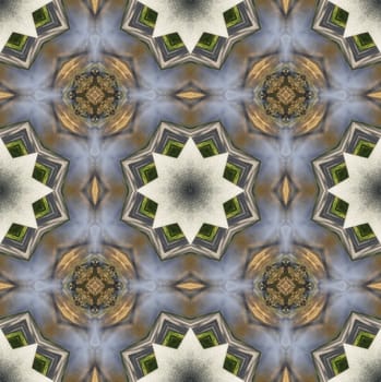 Blown Ethnic pattern. Abstract kaleidoscope fabric design.