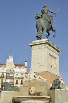 Monument to the Spanish King Philip IV in Plaza de Oriente, Madrid, Spain