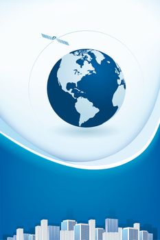 abstract business background with globe and city