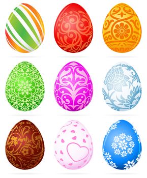 Easter Eggs Set decorated with ornaments and florals