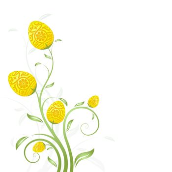 Easter card with eggs-flowers  isolated on white background