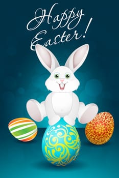 Easter Background with Eggs and Rabbit