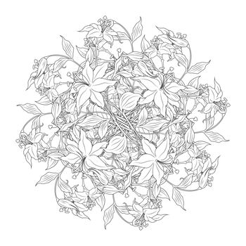 bouquet of flowers in black and white colors, vector illustration