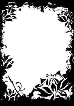abstract grunge floral decorative black frame vector illustration