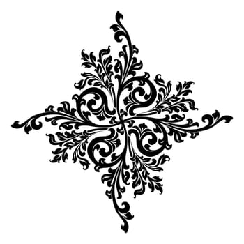 abstract floral decorative element in black color vector illustration