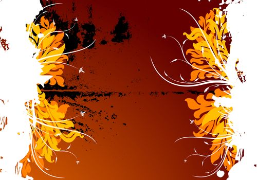 Abstract vector grunge floral background, vector illustration