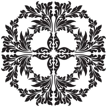 abstract floral decorative element in black color vector illustration