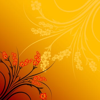 Abstract Flowers on Gradient Background Vector Illustration