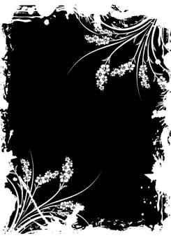 Abstract Flowers on Grunge Frame Vector Illustration