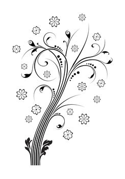 Abstract floral scrolls on white background conceptual artwork