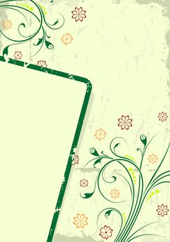 Vector frame on a grunge background with floral elements