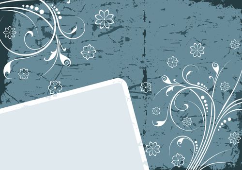 Vector frame on a grunge background with floral elements