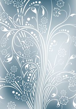 Abstract painted background with floral scrolls vector illustration