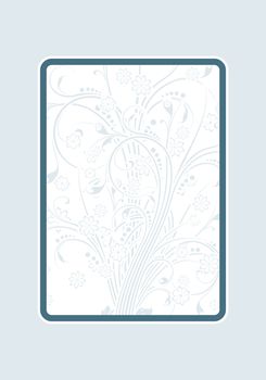 Abstract painted background with floral scrolls and frame vector illustration