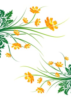 Abstract painted background with flowers vector illustration