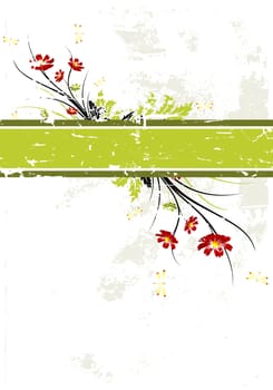 Abstract grunge painted background with flowers vector illustration