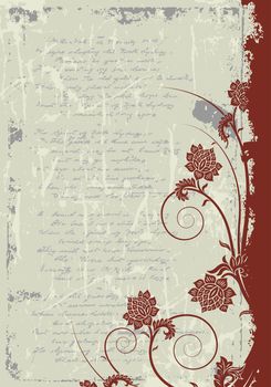 Grunge floral frame background vector illustration