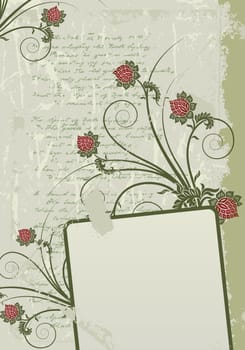 Grunge floral frame background vector illustration