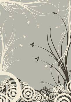 Abstract background with floral elements, digital artwork