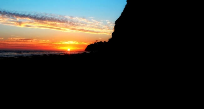 Sunset on the beach at Santa Barbara,California.