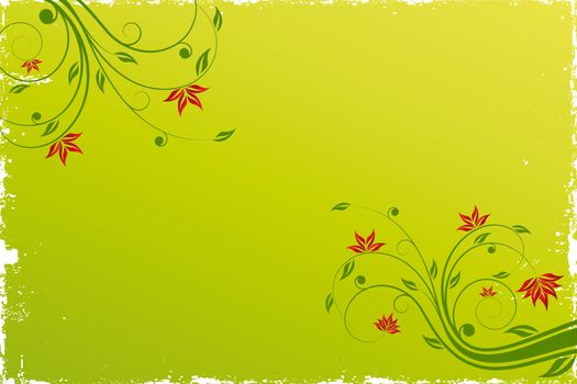 Adstract painted grunge background with floral scroll 