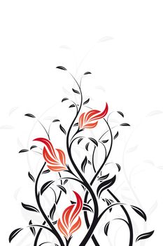 Abstract vector isolated on white floral swirl