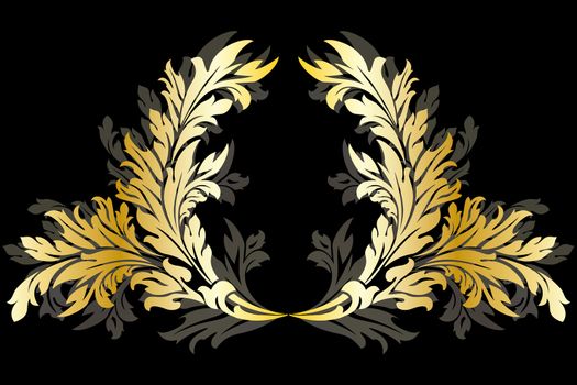 Abstract ancient floral Garland isolated on black