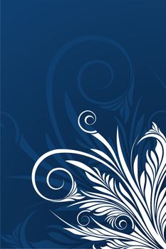 Abstract vector floral swirl background on blue 