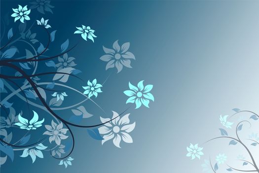 Abstract vector flower background in blue color