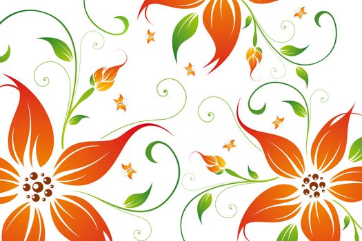 Abstract Floral Background. Vector illustration. Isolated on white.