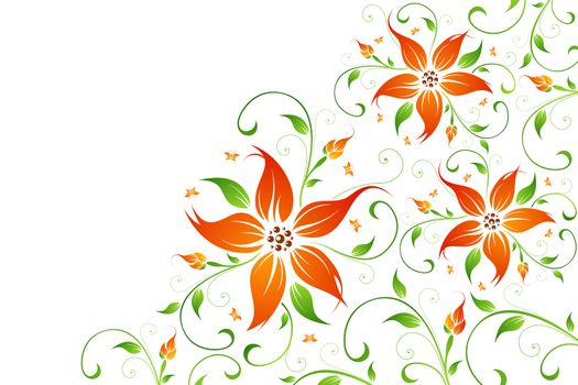 Abstract Floral Background. Vector illustration. Isolated on white.
