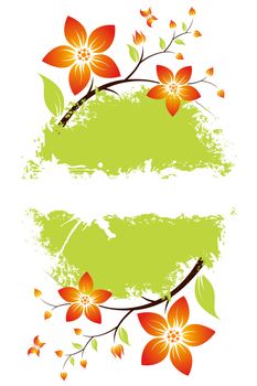 Grunge vector flower background with butterfly and copy-space