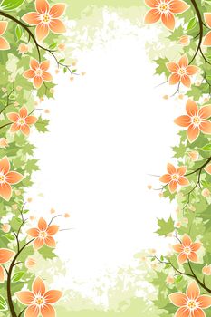 Abstract grunge Flower background with Maple leafs. Vector illustration