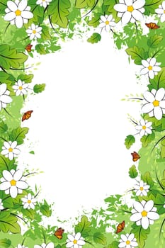 Grunge Floral Background with Butterfly. Vector illustration