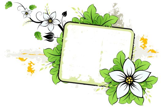 Summer flowers with leaves on grunge background