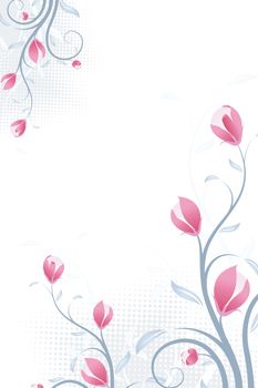 Abstract grunge background with flowers and leaves