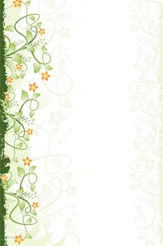 Abstract grunge vector floral background with scrolls