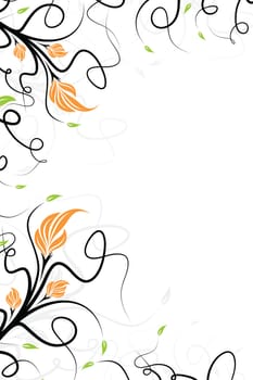 Abstract vector floral background with leaves isolated on white