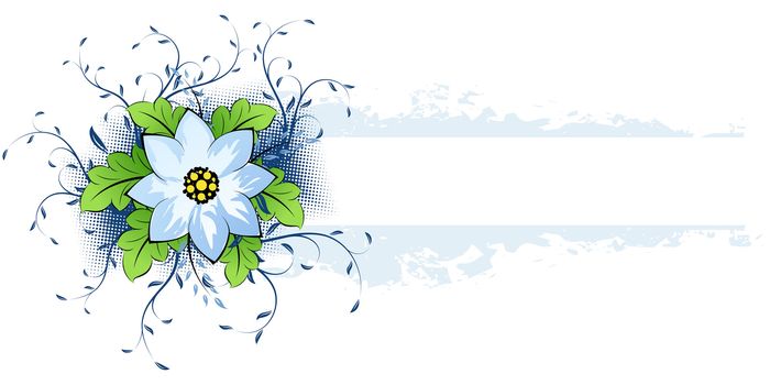 Grunge Vector AD with summer flower and leaves