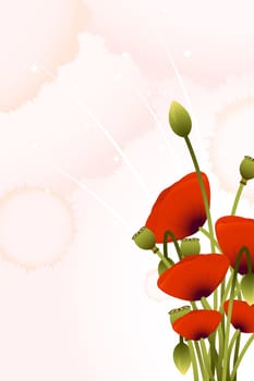 Abstract Background with red poppy flowers for your design