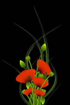 Abstract Background with red poppy flowers for your design