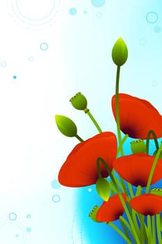 Abstract Background with red poppy flowers for your design