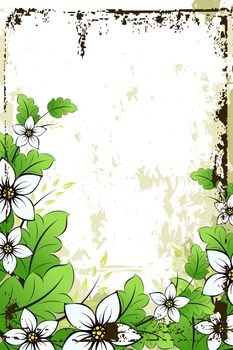 Abstract Grunge Background with flowers and leaves for your design