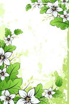 Abstract Grunge Background with flowers and leaves for your design