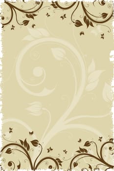 Abstract Grunge Background with flowers and butterfly for your design