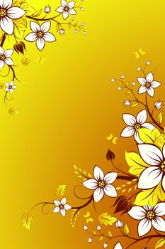 Orange vector floral background for your design