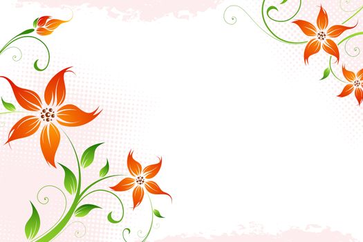 Flowers on grunge pink background for your design