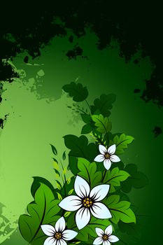 Abstract Grunge Background with flowers and leaves for your design