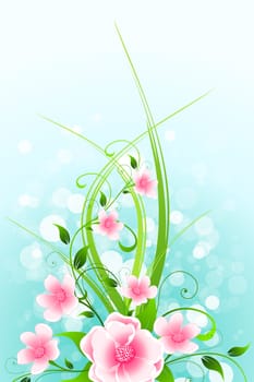 Abstract Background with flowers and leaves for your design