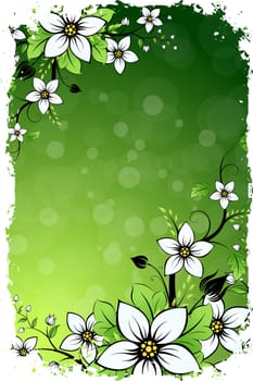 Grungy Floral background with green color